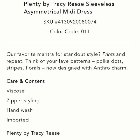 Anthropologie Plenty by Tracy Reese Sleeveless Asymmetrical Midi Dress - Picture 5 of 5